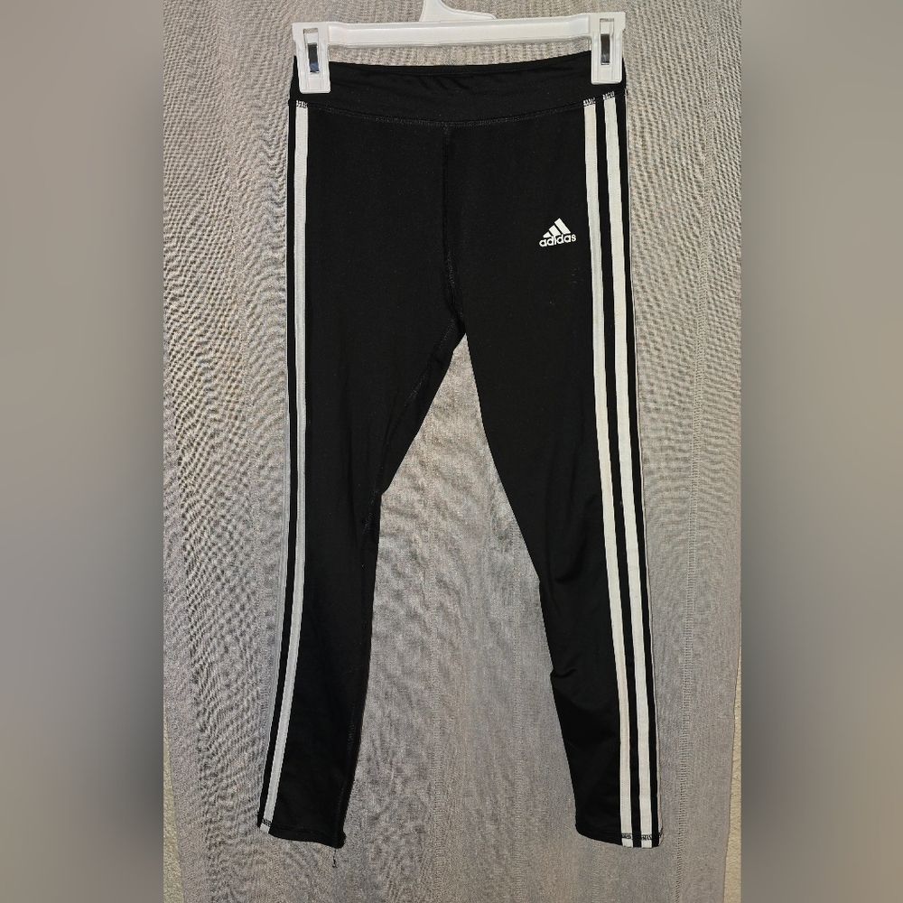 Adidas Kids Black Joggers with White Stripes